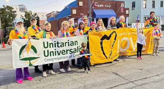 UUCC Minister, Members, and Friends at October 2024 Pride Parade.